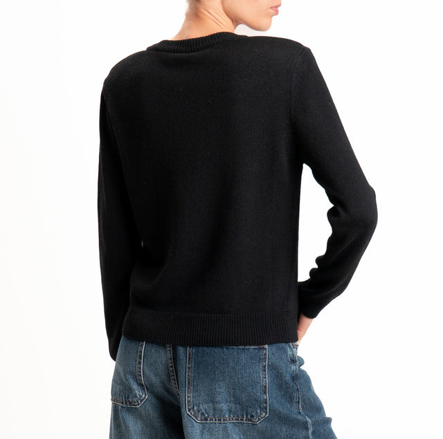 Tensione in-Maglia girocollo misto cashmere con spalline - nero