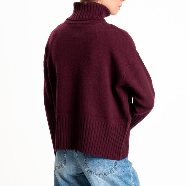 Tensione in-Maglia collo alto 100 % LANA SOFT DOPPIO FILO - vino