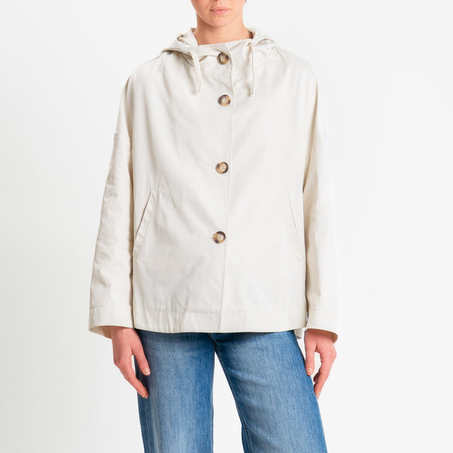 Tensione in-Trench pieghe dietro con cappuccio - burro