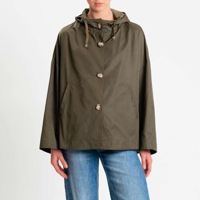 Tensione in-Trench pieghe dietro con cappuccio - militare