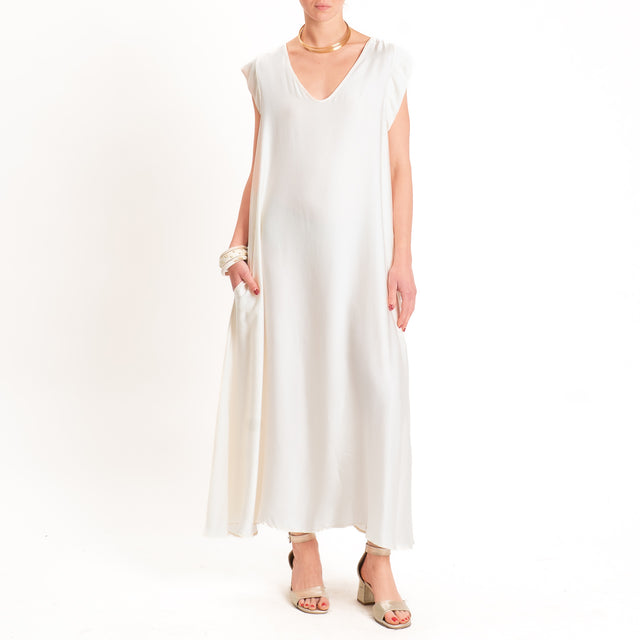 Tensione in-Abito satin scollo v - burro