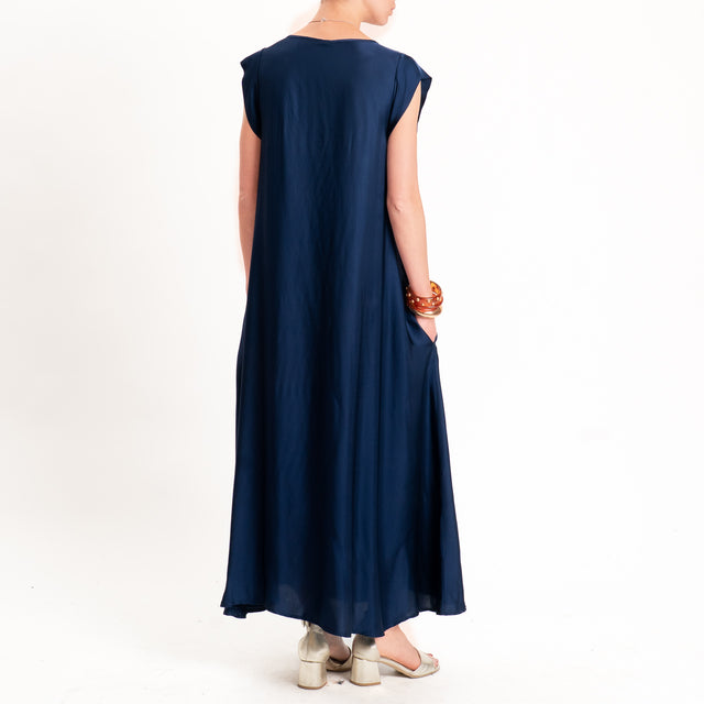 Tensione in-Abito satin scollo v - blu