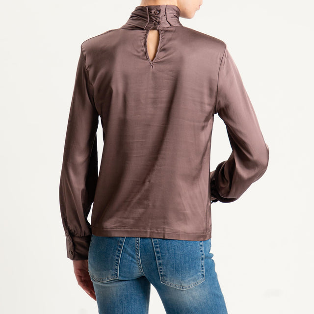 Tensione in-Blusa satin con spalline - moka