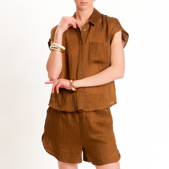Tensione in-Camicia smanicata in lyocell - tabacco