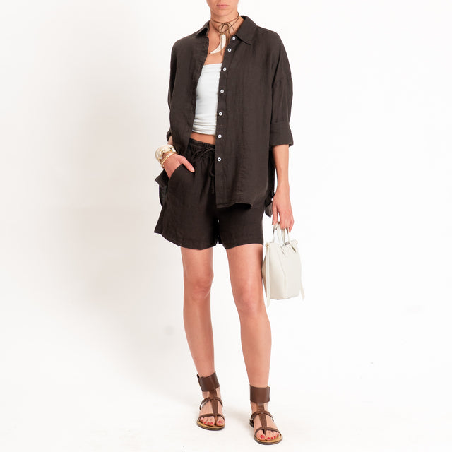 Tensione in-Camicia 100% lino - moro