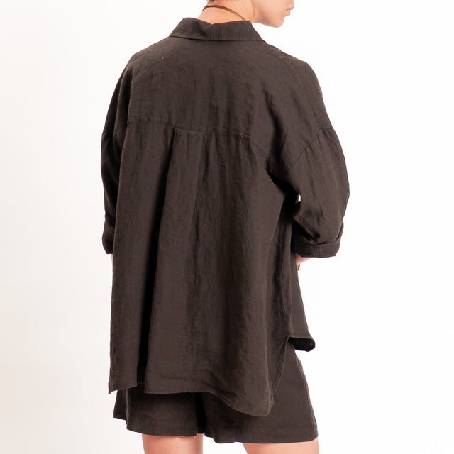 Tensione in-Camicia 100% lino - moro