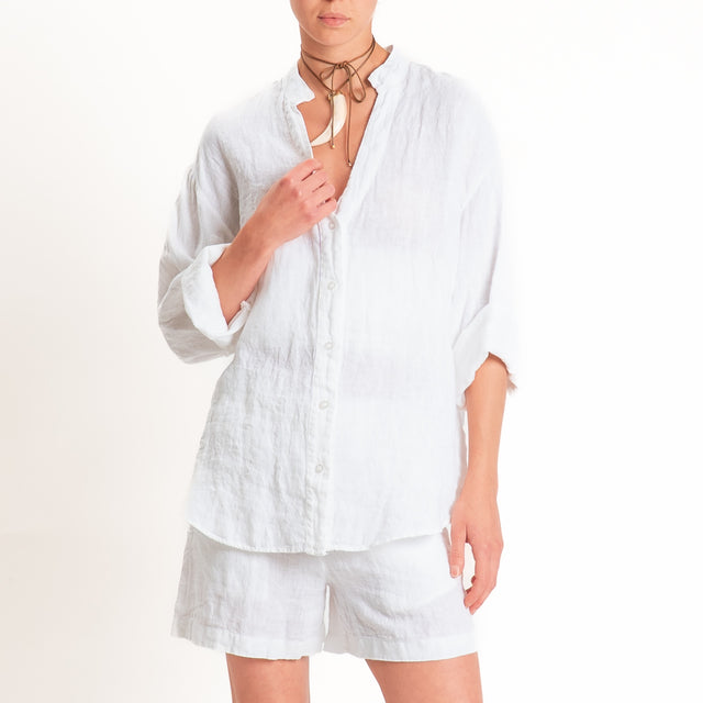 Tensione in-Camicia 100% lino collo coreana - bianco