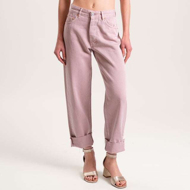 Tensione in-Jeans taglio vivo cinque tasche - rosa