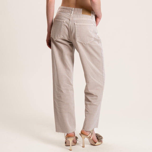 Tensione in-Jeans taglio vivo cinque tasche - beige