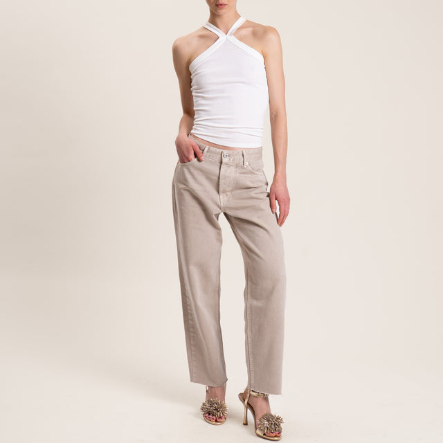 Tensione in-Jeans taglio vivo cinque tasche - beige