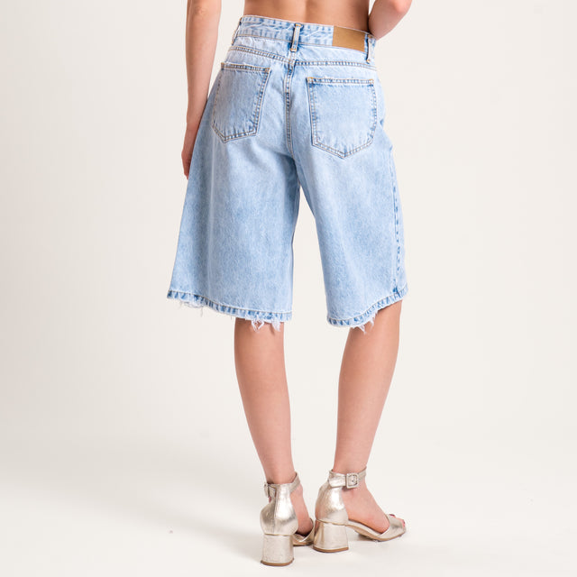 Tensione in-Bermuda jeans con rotture - denim chiaro