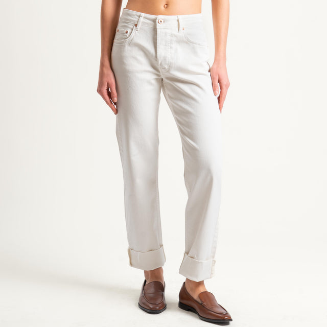 Tensione in-Jeans 5 tasche taglio vivo - panna