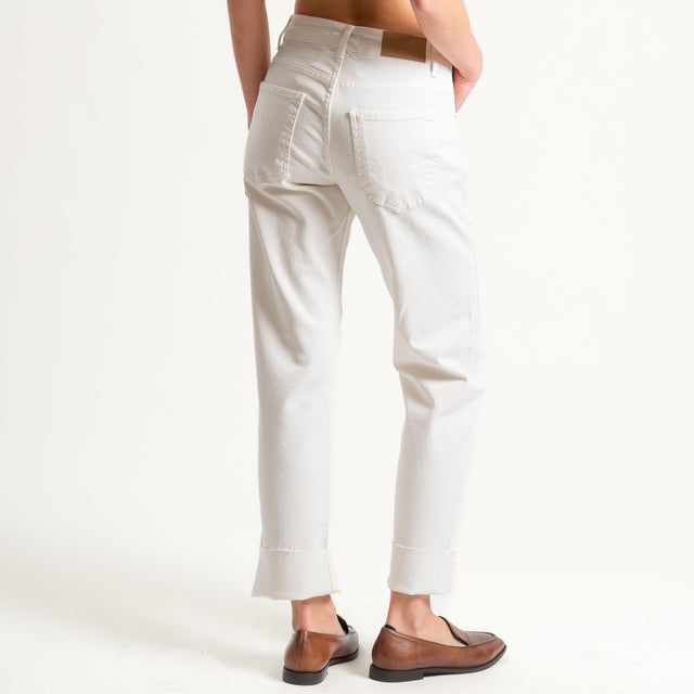 Tensione in-Jeans 5 tasche taglio vivo - panna