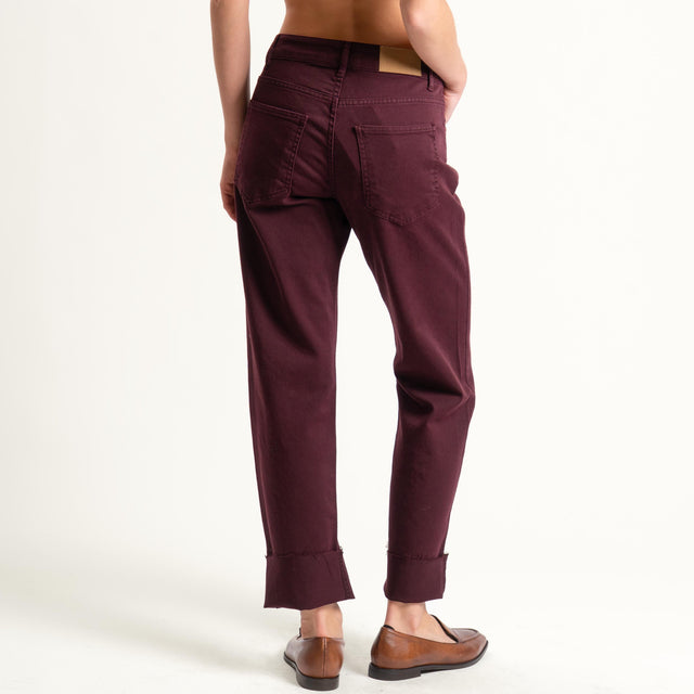 Tensione in-Jeans 5 tasche taglio vivo - Bordeaux