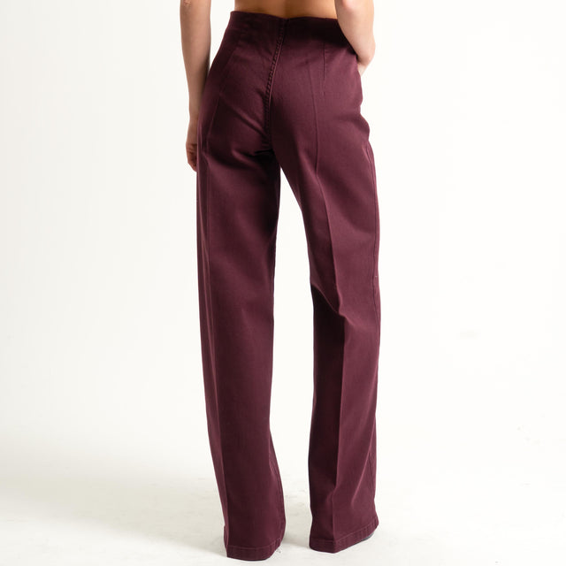 Tensione in-Jeans wide leg tasche davanti - Bordeaux