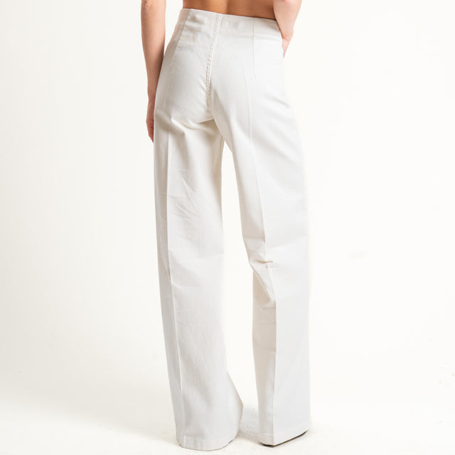 Tensione in-Jeans wide leg tasche davanti - panna