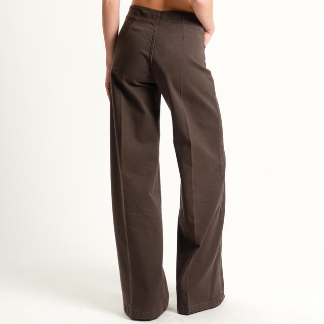 Tensione in-Jeans wide leg tasche davanti - moro