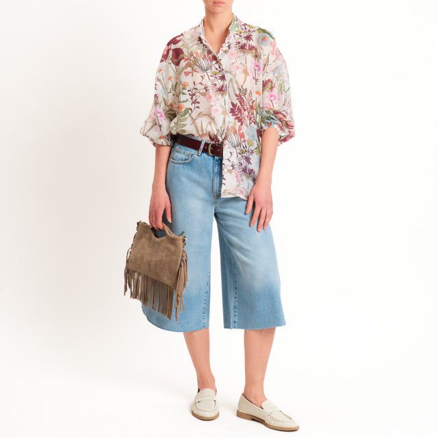Tensione in-Bermuda jeans 5 tasche taglio vivo - denim