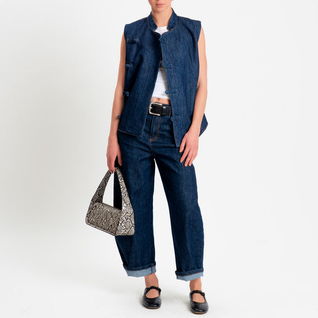 Tensione in-Gilet jeans chiusure alamari - denim scuro