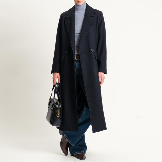 Tensione in-Cappotto misto lana doppiopetto - nero