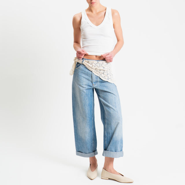 Tensione in-Jeans boyfriend con accessorio in crochet - denim