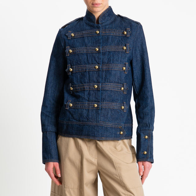 Tensione in-Giacca mandarin jeans - denim blu