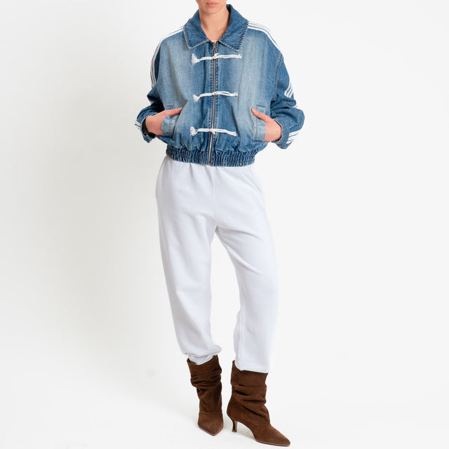 Tensione in-Bomber mandarin jeans con bande laterali - denim