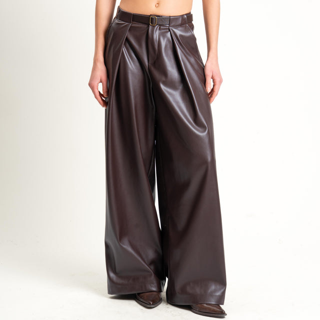 Tensione in-Pantalone similpelle wide leg - caffe'