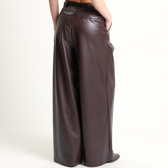 Tensione in-Pantalone similpelle wide leg - caffe'