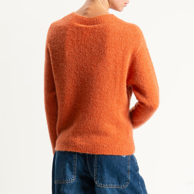Tensione in-Maglia girocollo mohair elasticizzato - arancio