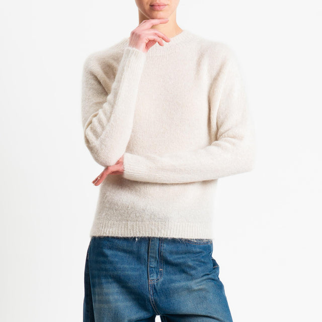 Tensione in-Maglia mohair girocollo - beige
