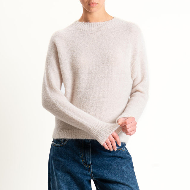 Tensione in-Maglia girocollo mohair elasticizzato - burro