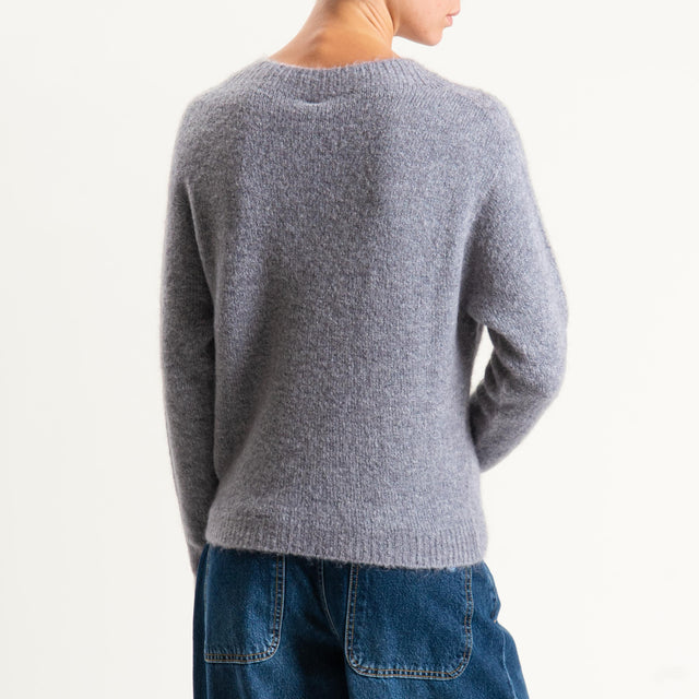 Tensione in-Maglia girocollo mohair elasticizzato - grigio