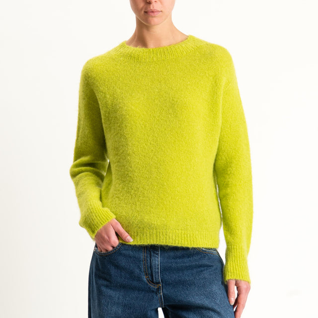 Tensione in-Maglia girocollo mohair elasticizzato - lime
