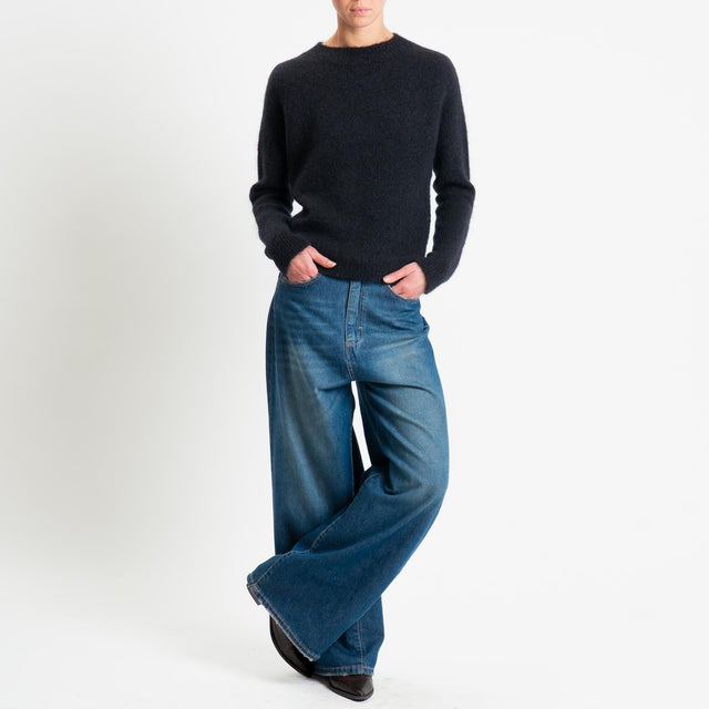 Tensione in-Maglia mohair girocollo - nero