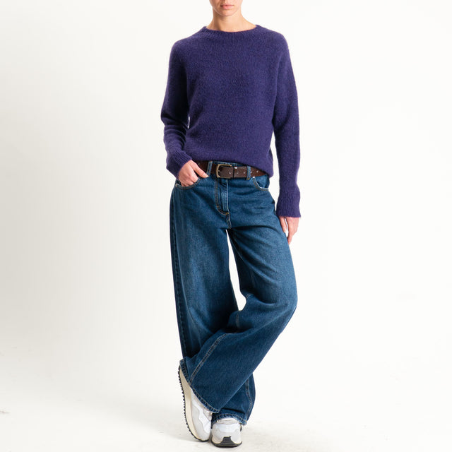 Tensione in-Maglia girocollo mohair elasticizzato - viola