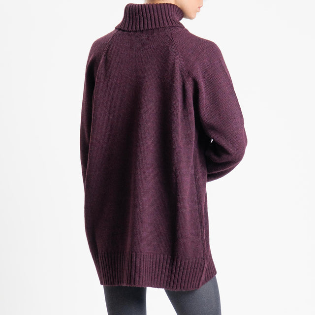 Tensione in-Maxi maglia collo alto misto lana - Bordeaux