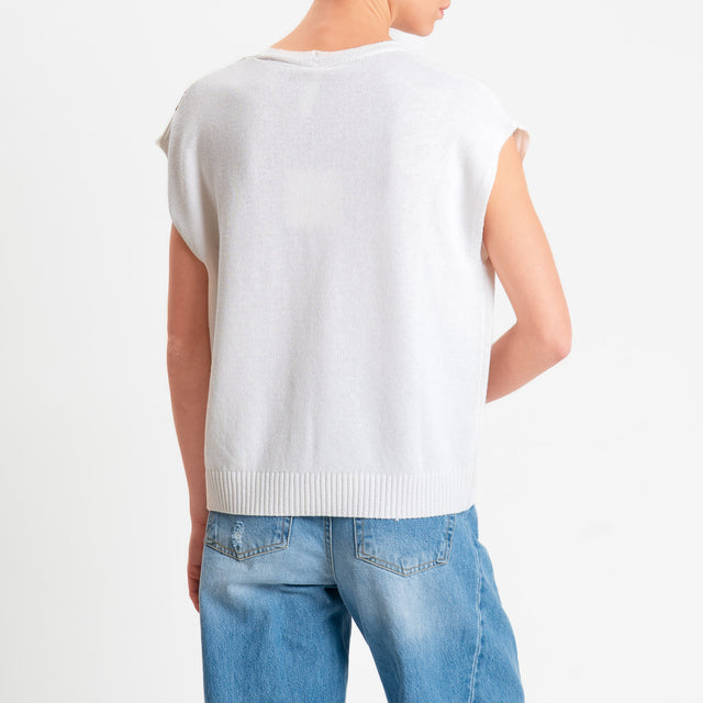 Tensione in-Gilet in maglia argyle - burro/rosa/tabacco