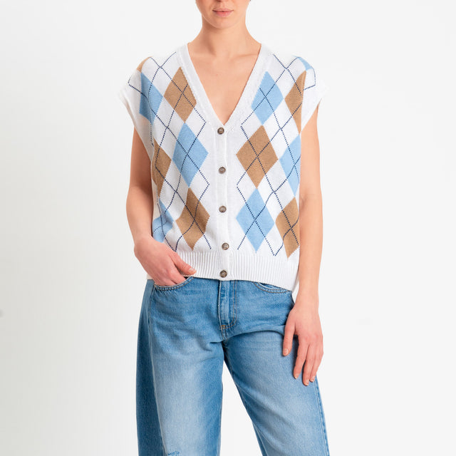 Tensione in-Gilet in maglia argyle - burro/tabacco/azzurro