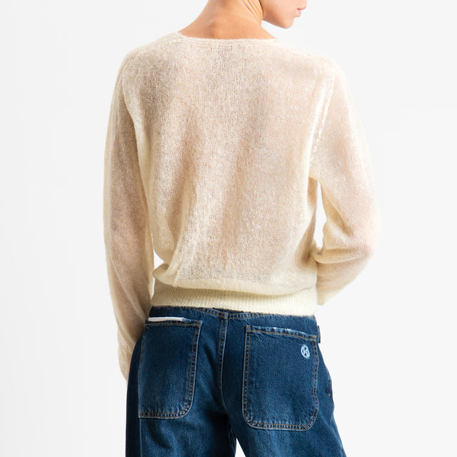 Tensione in-Cardigan scollo v mohair garzato - giallo