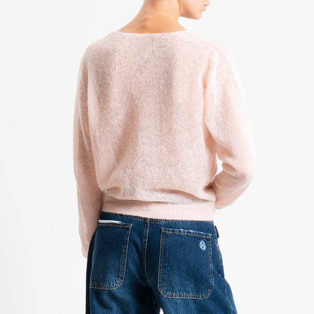 Tensione in-Cardigan scollo v mohair garzato - rosa