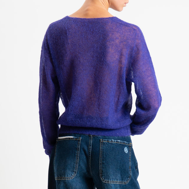 Tensione in-Cardigan scollo v mohair garzato - viola