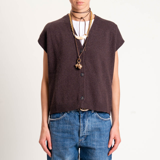 Tensione in-Gilet misto cashmere - moro