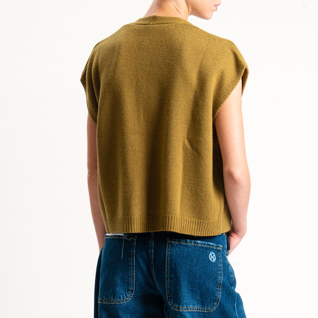 Tensione in-Gilet misto cashmere - olio