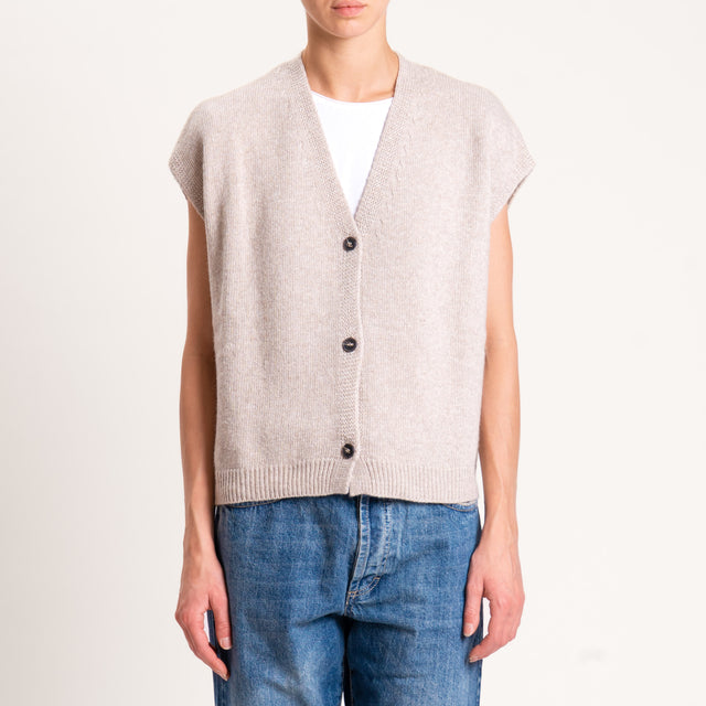 Tensione in-Gilet misto cashmere - sabbia