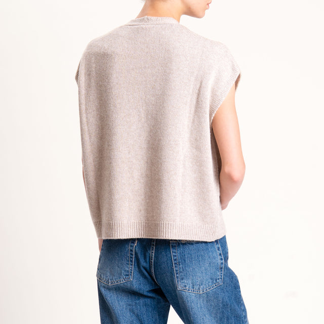 Tensione in-Gilet misto cashmere - sabbia