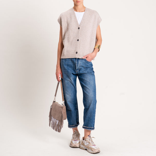 Tensione in-Gilet misto cashmere - sabbia