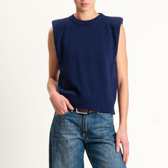 Tensione in-Maglia smanicata misto cashmere - blu