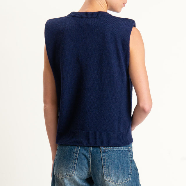 Tensione in-Maglia smanicata misto cashmere - blu