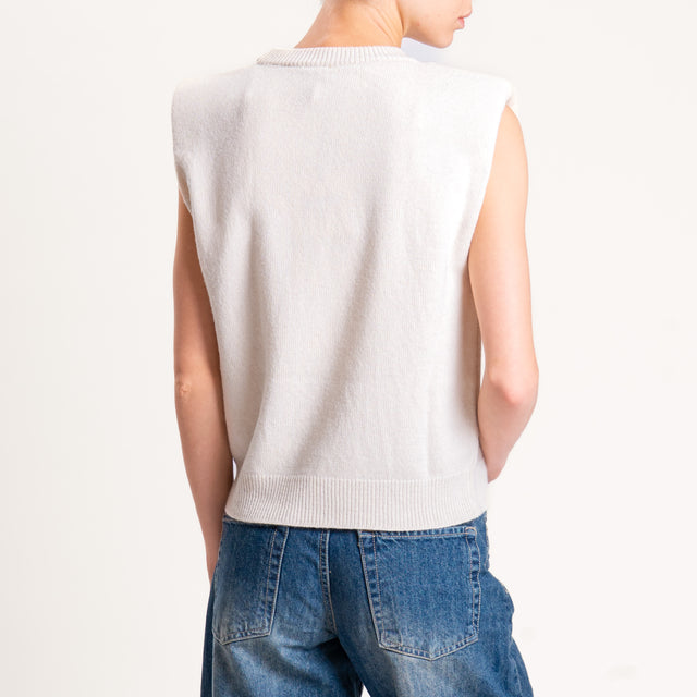 Tensione in-Maglia smanicata misto cashmere - burro
